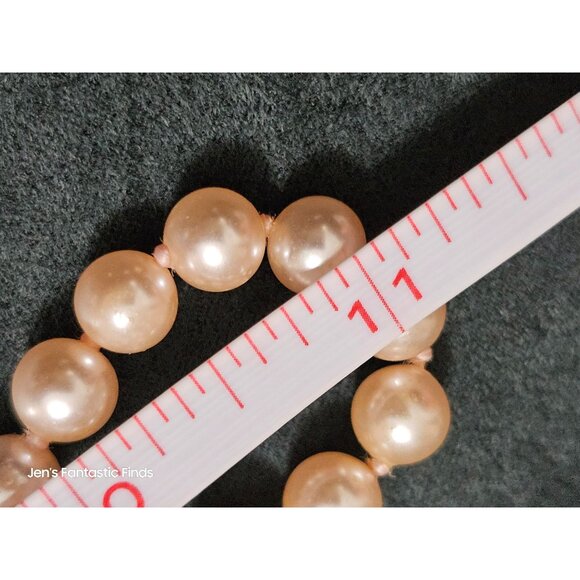 Vintage Faux Pink Pearl Necklace With Gold Tone Clasp 22" Inches Long Elegant Je - Picture 5 of 8